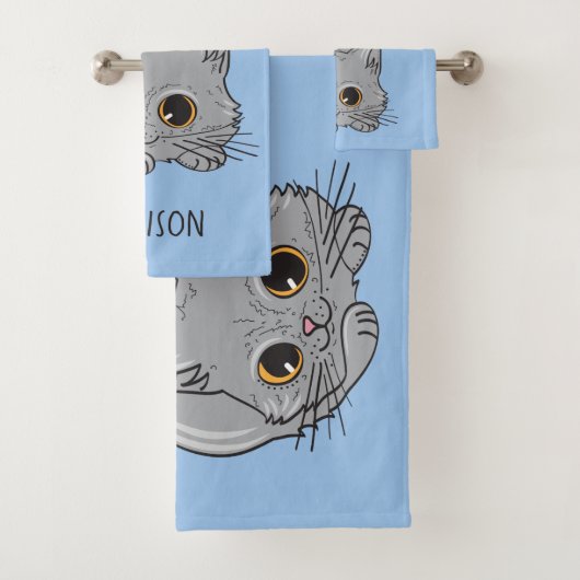 名前をカスタムする&カラーかわいい子猫タオルセット バスタオルセット (インサイチュ)