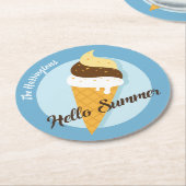 名前をカスタムする&カラーアイスクリームハロー紙コースター ラウンドペーパーコースター (アングル)
