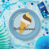 名前をカスタムする&カラーアイスクリームハロー紙プレート ペーパープレート (パーティー)