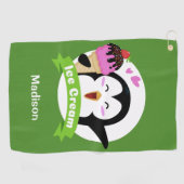 名前をカスタムする&カラーアイスクリームペンギンゴルフタオル ゴルフタオル (横)