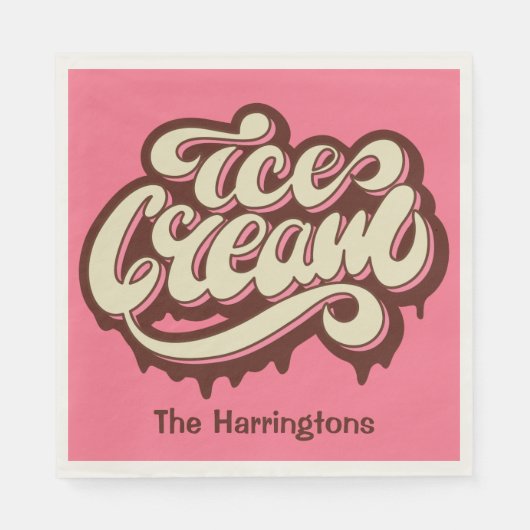 名前をカスタムする&カラーアイスクリーム紙ナプキン スタンダードランチョンナプキン (正面)