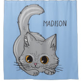 名前をカスタムする&カラーキュートなキッテンシャワーカーテン シャワーカーテン (正面)