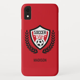 名前をカスタムする&カラーサッカーロゴの電話ケース iPhone XRケース
