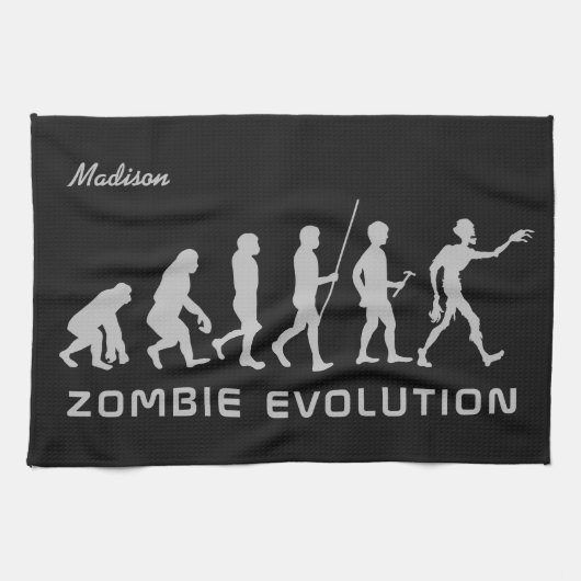 名前をカスタムする&カラーゾンビ進化キッチンタオル キッチンタオル (横)