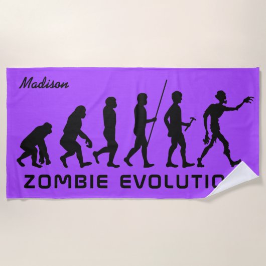 名前をカスタムする&カラーゾンビ進化ビーチタオル ビーチタオル (正面)