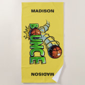 名前をカスタムする&カラーバウンスバスケットボールタオル ビーチタオル (正面)