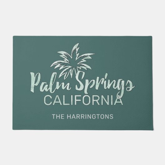名前をカスタムする&カラーパーム春カリフォルニア ドアマット (正面)