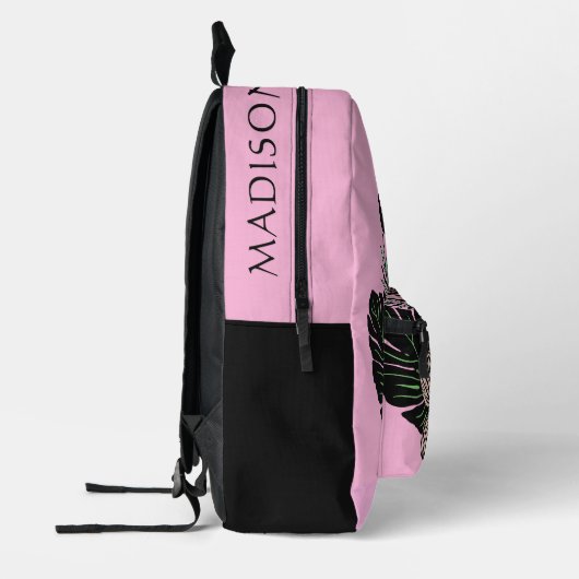 名前をカスタムする&カラーピンクフラミンゴ プリントバックパック (左)