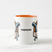 名前をカスタムする&カラー野球 ツートーンマグカップ (中央)