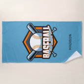 名前をカスタムする&カラー野球 ビーチタオル (正面)
