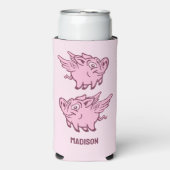 名前をカスタムする&カラー飛んでいるピグ スリム缶クーラー (Seltzer正面)