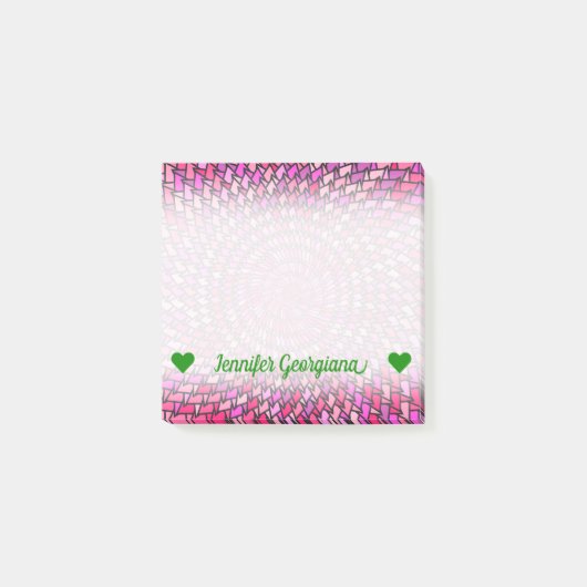 名前をカスタムする; ガーリーなピンク及び紫色の渦巻形のなパターン ポストイット (正面)