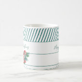 名前をカスタムする |キャンディーケーン&グリーンストライプクリスマス コーヒーマグカップ (中央)