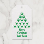 名前をカスタムする、クリスマスグリーン雪スターズツリー ギフトタグ (裏面)