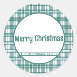 名前をカスタムする |グリーンプレイド |メリークリスマス ラウンドシール
