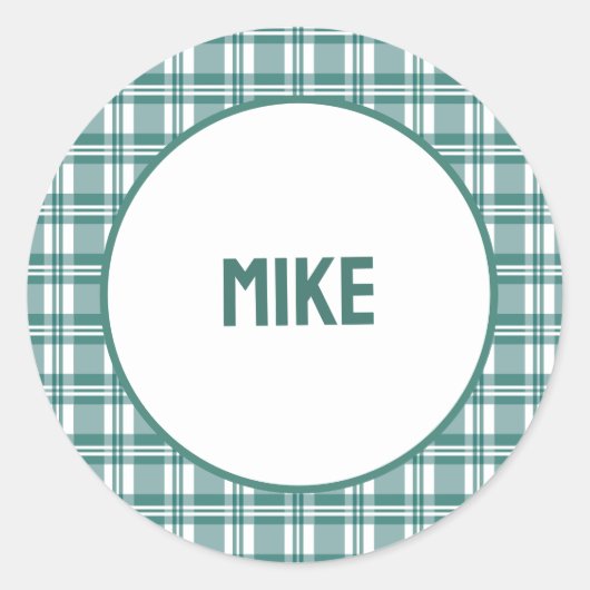 名前をカスタムする |グリーンプレイド ラウンドシール (正面)