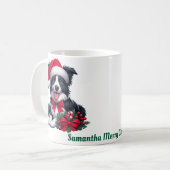 名前をカスタムする、コリーメリークリスマス コーヒーマグカップ (正面左)