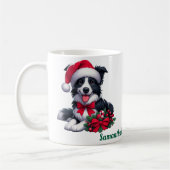 名前をカスタムする、コリーメリークリスマス コーヒーマグカップ (左)