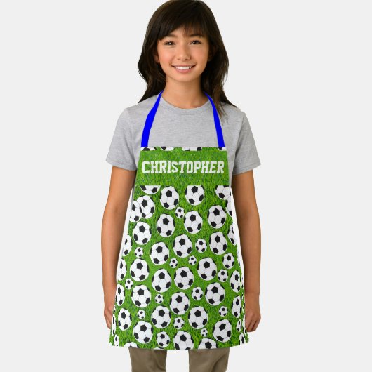 名前をカスタムする&サッカーボールの子供 エプロン (インサイチュ)