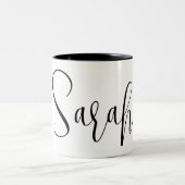 名前をカスタムする-トレンディースクリプトパーソナライズされた ツートーンマグカップ (中央)