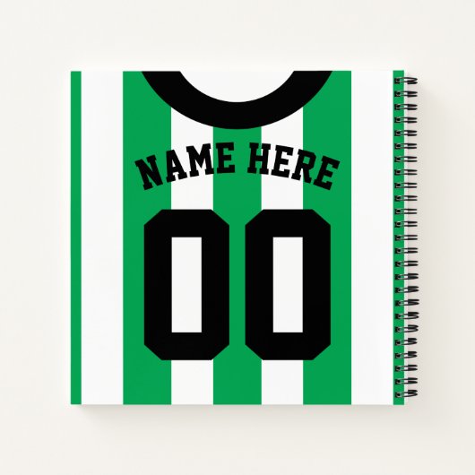 名前をカスタムする&ナンバーサッカーラグビージャージー ノートブック (裏面)
