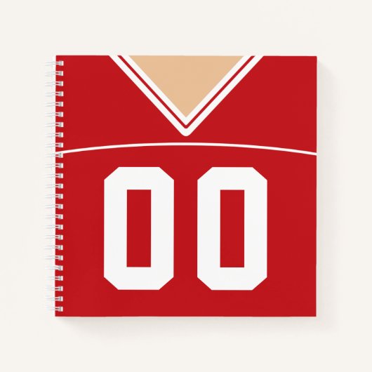 名前をカスタムする&ナンバーサッカーレッドジャージー ノートブック (正面)