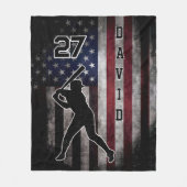 名前をカスタムする&ナンバーベースボールアメリカ国旗Printed Bla フリースブランケット (正面)