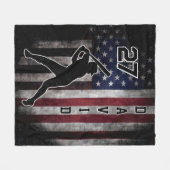 名前をカスタムする&ナンバーベースボールアメリカ国旗Printed Bla フリースブランケット (正面(横))