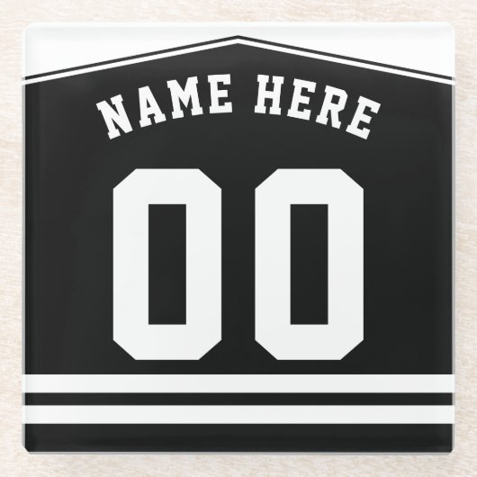 名前をカスタムする&ナンバーホッケーラクロスジャージー ガラスコースター (正面)