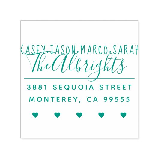 名前をカスタムする&ハートファミリー差出人住所 セルフインキングスタンプ (デザイン)