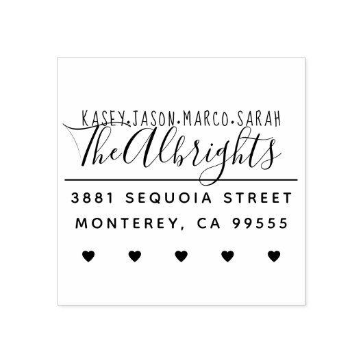 名前をカスタムする&ハートファミリー差出人住所 ラバースタンプ (インプリント)