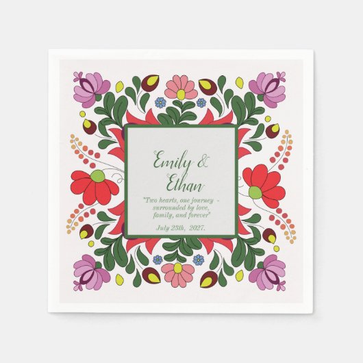 名前をカスタムする/パーソナライズされたレトロフォーク/ハンガリー語 スタンダードカクテルナプキン (正面)