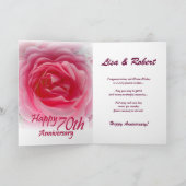 名前をカスタムする-ピンクのバラとの第70記念日 カード (内部)