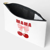 名前をカスタムする、ピンクボウとレッドさくらんぼコケット アクセサリーポーチ (見開き)