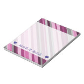 名前をカスタムする+ピンク/紫/グレーのメモストライプ帳 ノートパッド (回転)