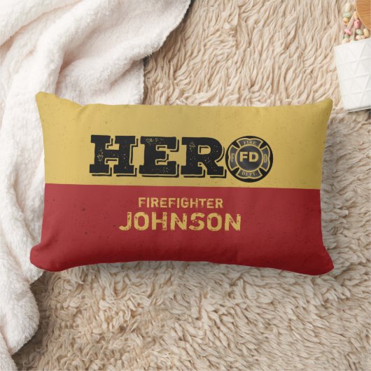 名前をカスタムする、ファイアファイターヒーロー ランバークッション (ブランケット)