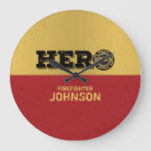 名前をカスタムする、ファイアファイターヒーロー ラージ壁時計 (正面)