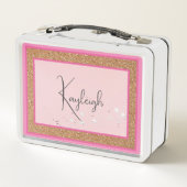 名前をカスタムする |ファッションドールコレクションピンクオレンジ メタルランチボックス (裏面)