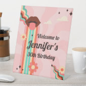 名前をカスタムする、ファンキーGroovy誕生日パーティー 台座サイン (インサイチュ)