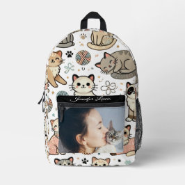 名前をカスタムする&フォトキャットパターン プリントバックパック