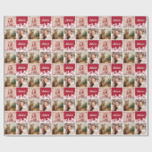 名前をカスタムする&フォトコラージュ赤白雪片 ラッピングペーパー (フラット)