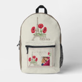 名前をカスタムする&フォトパリフランス プリントバックパック (正面)