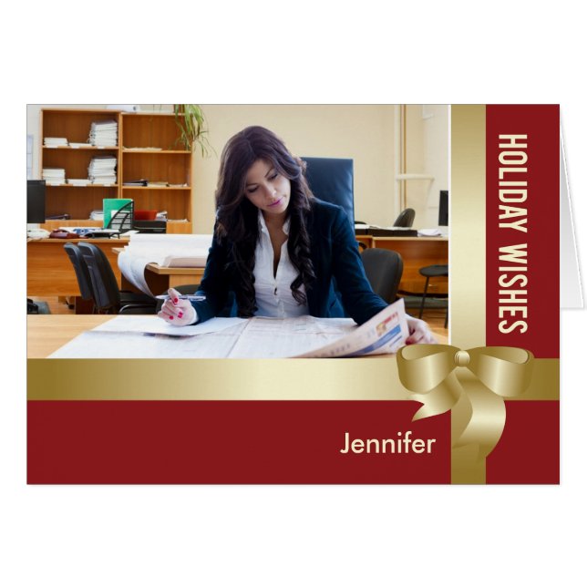 名前をカスタムする&フォトホリデーレッド、金ゴールドボウ (正面横)