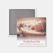 名前をカスタムする・フォト・ベビー・ガール・バース・アナウンス・マグ マグネット (正面/裏面)