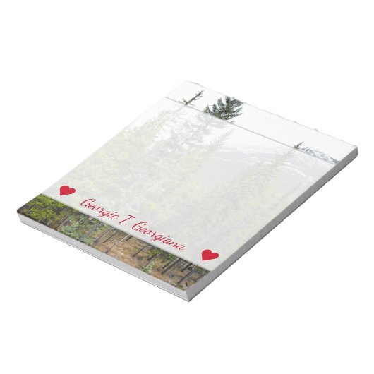 名前をカスタムする+フォレストとマウンテンシーンメモ帳 ノートパッド (回転)