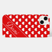 名前をカスタムする、フラッシュ赤と白ハート iPhoneケース (裏面横)