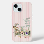 名前をカスタムする |フローラ蝶イニシャルセージ緑 Case-Mate iPhoneケース (裏面)