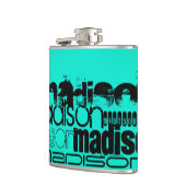 名前をカスタムする;ブラック&ネオンアクアターコイズ フラスク (左)