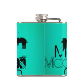 名前をカスタムする;ブラック&ネオンアクアターコイズ フラスク (裏面)