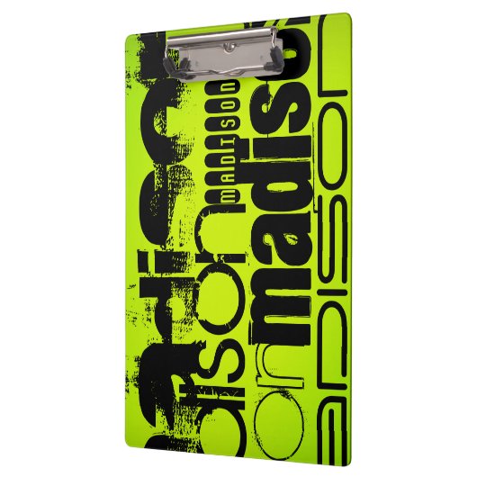名前をカスタムする;ブラック&ネオンチャートルーズイエローグリーン クリップボード (左)